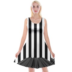 Illustration Stripes Geometric Pattern Reversible Velvet Sleeveless Dress by Uceng