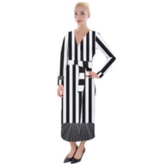 Illustration Stripes Geometric Pattern Velvet Maxi Wrap Dress by Uceng