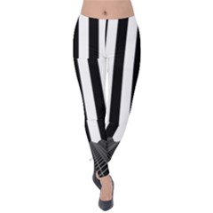 Illustration Stripes Geometric Pattern Velvet Leggings by Uceng