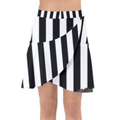 Illustration Stripes Geometric Pattern Wrap Front Skirt by Uceng