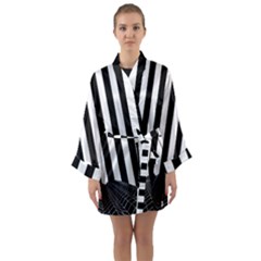 Illustration Stripes Geometric Pattern Long Sleeve Satin Kimono by Uceng