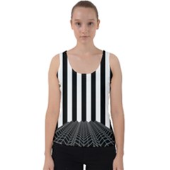 Illustration Stripes Geometric Pattern Velvet Tank Top by Uceng