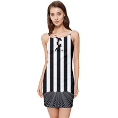 Illustration Stripes Geometric Pattern Summer Tie Front Dress by Uceng