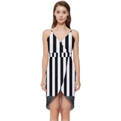 Illustration Stripes Geometric Pattern Wrap Frill Dress by Uceng