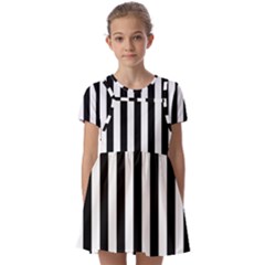 Illustration Stripes Geometric Pattern Kids  Short Sleeve Pinafore Style Dress