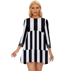 Illustration Stripes Geometric Pattern Long Sleeve Babydoll Dress by Uceng