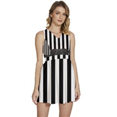 Illustration Stripes Geometric Pattern Sleeveless High Waist Mini Dress by Uceng