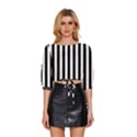 Illustration Stripes Geometric Pattern Mid Sleeve Drawstring Hem Top View1