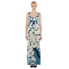 Flower Flora Decoration Pattern Thigh Split Maxi Dress by Uceng