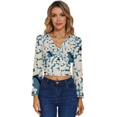 Flower Flora Decoration Pattern Long Sleeve V-neck Top