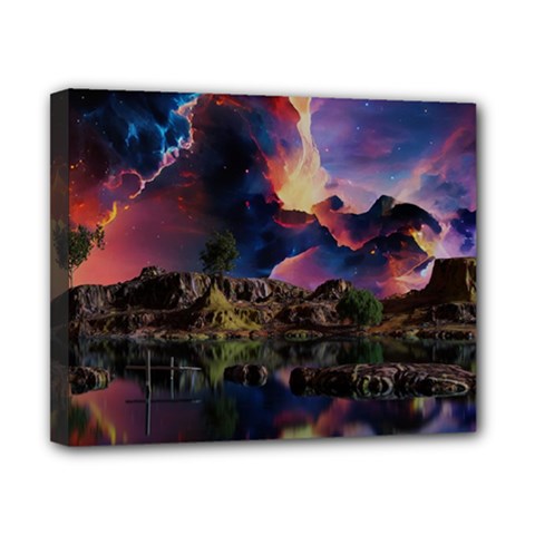 Lake Galaxy Stars Science Fiction Canvas 10  X 8  (stretched) by Uceng