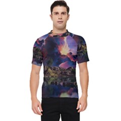 Lake Galaxy Stars Science Fiction Men s Short Sleeve Rash Guard by Uceng