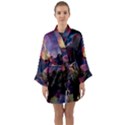 Lake Galaxy Stars Science Fiction Long Sleeve Satin Kimono View1