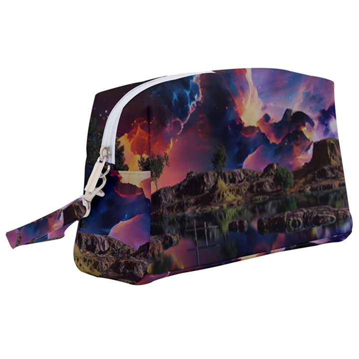 Lake Galaxy Stars Science Fiction Wristlet Pouch Bag (Large)