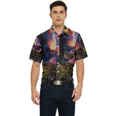 Lake Galaxy Stars Science Fiction Men s Short Sleeve Pocket Shirt  by Uceng