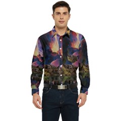 Lake Galaxy Stars Science Fiction Men s Long Sleeve Pocket Shirt  by Uceng