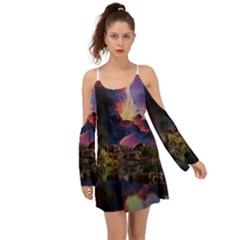 Lake Galaxy Stars Science Fiction Boho Dress by Uceng