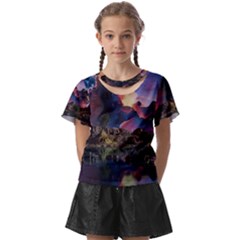 Lake Galaxy Stars Science Fiction Kids  Front Cut Tee by Uceng