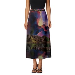 Lake Galaxy Stars Science Fiction Classic Midi Chiffon Skirt