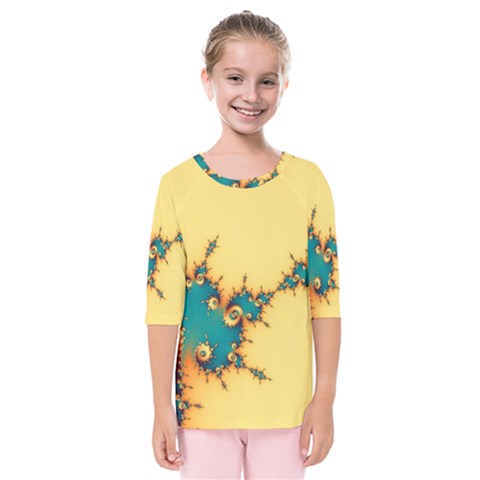 Fractal Art Fractals Digital Art Kids  Quarter Sleeve Raglan Tee by Uceng