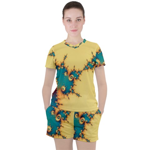 Fractal Art Fractals Digital Art Women s Tee And Shorts Set by Uceng