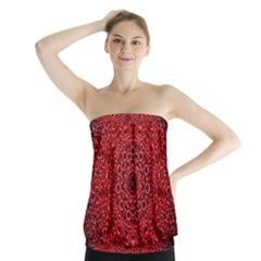 Red Wallpaper Mandala Pattern Art Strapless Top by Uceng