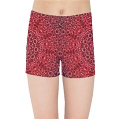 Red Wallpaper Mandala Pattern Art Kids  Sports Shorts by Uceng