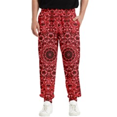 Red Wallpaper Mandala Pattern Art Men s Elastic Waist Pants by Uceng