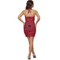 Red Wallpaper Mandala Pattern Art Sleeveless Wide Square Neckline Ruched Bodycon Dress View4