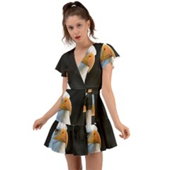 Bird Flutter Sleeve Wrap Dress by artworkshop