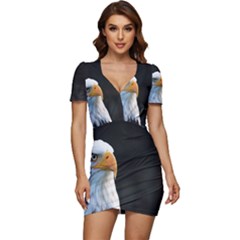 Bird Low Cut Cap Sleeve Mini Dress