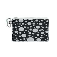 Black Circle Pattern Canvas Cosmetic Bag (small)