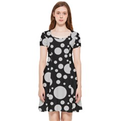 Black Circle Pattern Inside Out Cap Sleeve Dress by artworkshop