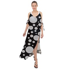 Black Circle Pattern Maxi Chiffon Cover Up Dress by artworkshop