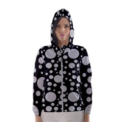 Black Circle Pattern Women s Hooded Windbreaker by artworkshop