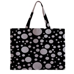 Black Circle Pattern Zipper Mini Tote Bag by artworkshop