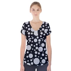 Black Circle Pattern Short Sleeve Front Detail Top by artworkshop