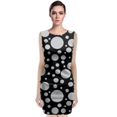 Black Circle Pattern Sleeveless Velvet Midi Dress