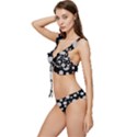 Black Circle Pattern Low Cut Ruffle Edge Bikini Set View2