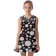 Black Circle Pattern Kids  Pilgrim Collar Ruffle Hem Dress by artworkshop