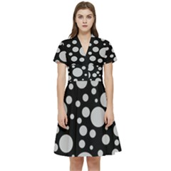 Black Circle Pattern Short Sleeve Waist Detail Dress by artworkshop