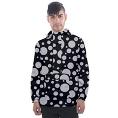 Black Circle Pattern Men s Front Pocket Pullover Windbreaker by artworkshop