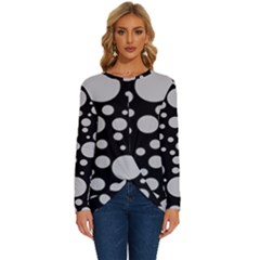 Black Circle Pattern Long Sleeve Crew Neck Pullover Top by artworkshop