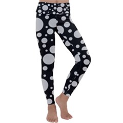 Black Circle Pattern Kids  Lightweight Velour Classic Yoga Leggings by artworkshop