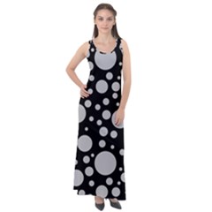 Black Circle Pattern Sleeveless Velour Maxi Dress by artworkshop