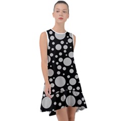 Black Circle Pattern Frill Swing Dress by artworkshop