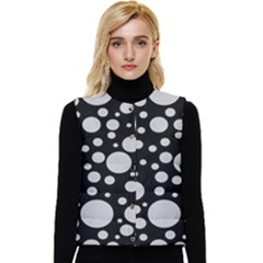 Black Circle Pattern Women s Short Button Up Puffer Vest by artworkshop