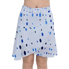 Blue Circle Pattern Chiffon Wrap Front Skirt by artworkshop