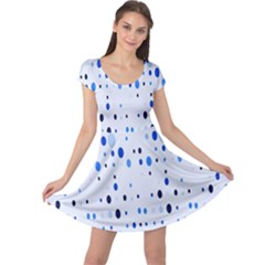 Blue Circle Pattern Cap Sleeve Dress by artworkshop