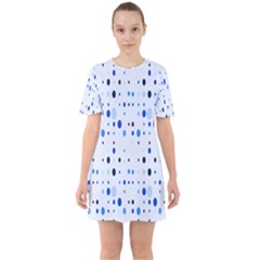 Blue Circle Pattern Sixties Short Sleeve Mini Dress by artworkshop